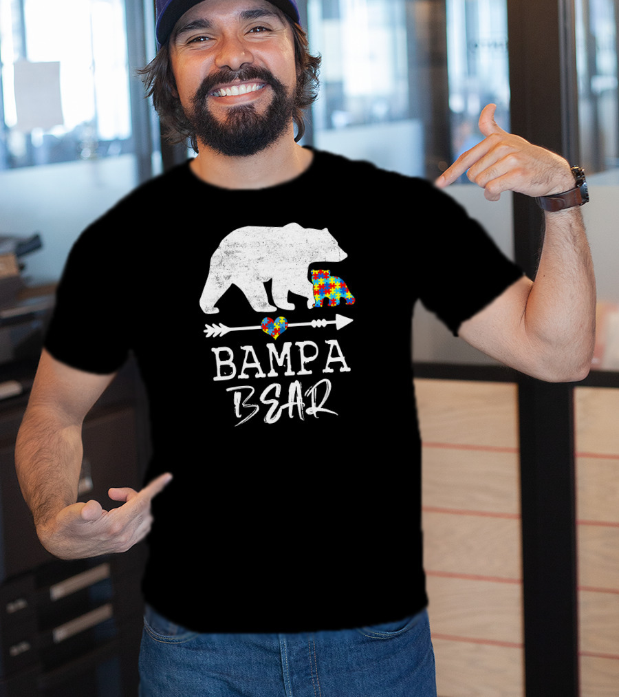 Bampa Bear Puzzle Heart Arrow Autism Awareness T-Shirt