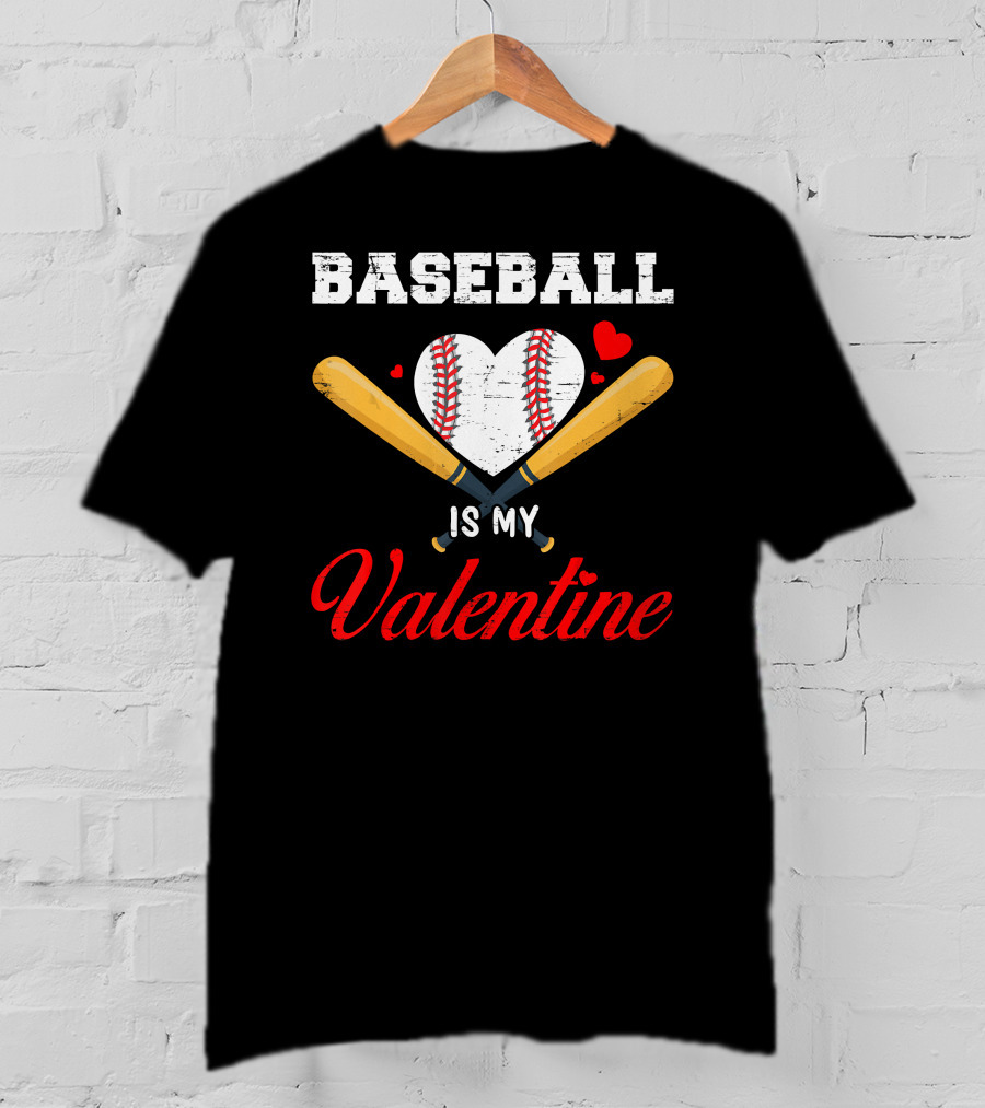 Baseball Heart With Bats Is My Valentine T-Shirt