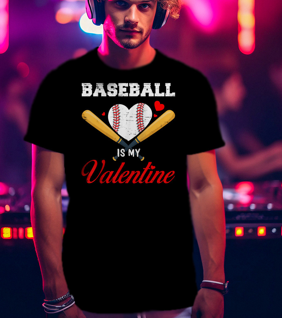 Baseball Heart With Bats Is My Valentine T-Shirt