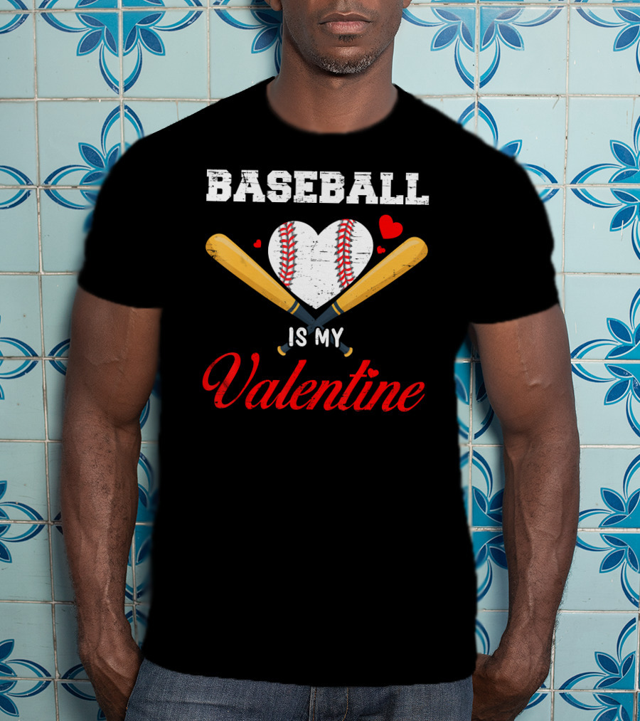 Baseball Heart With Bats Is My Valentine T-Shirt