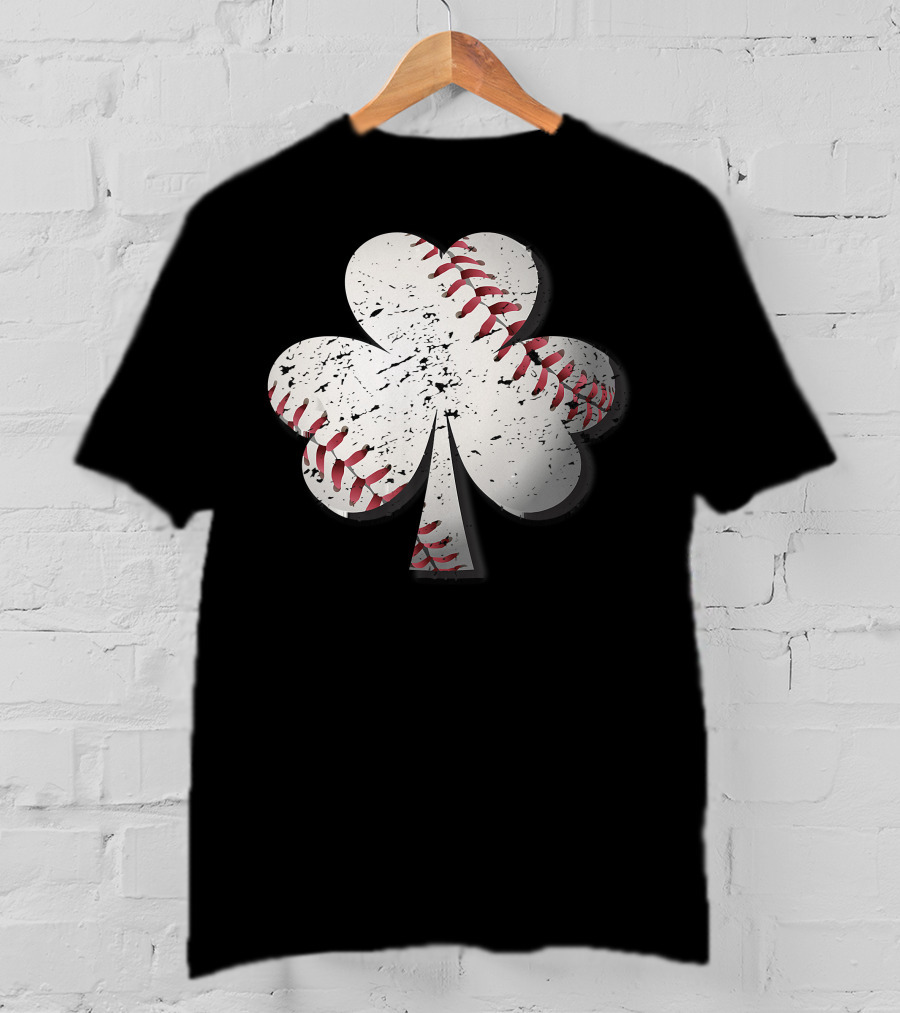 Baseball St Patrick's Day Shamrock Vintage T-Shirt