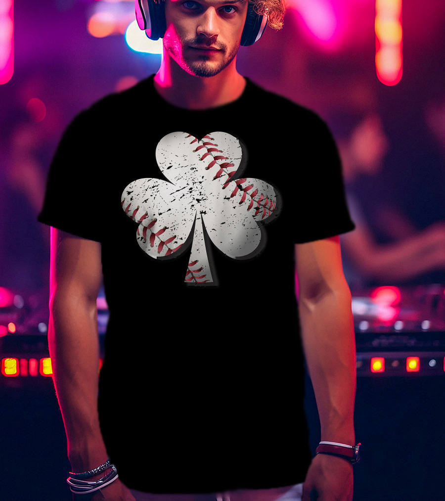 Baseball St Patrick's Day Shamrock Vintage T-Shirt