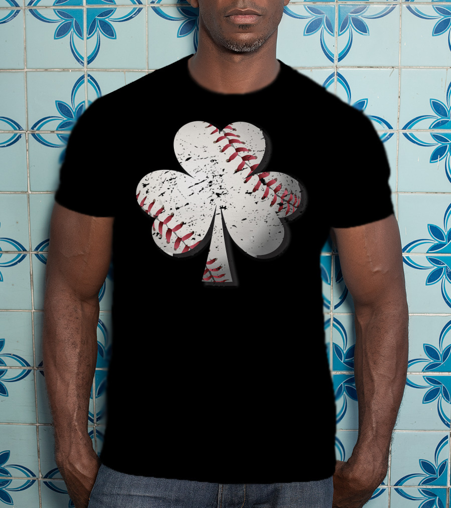 Baseball St Patrick's Day Shamrock Vintage T-Shirt