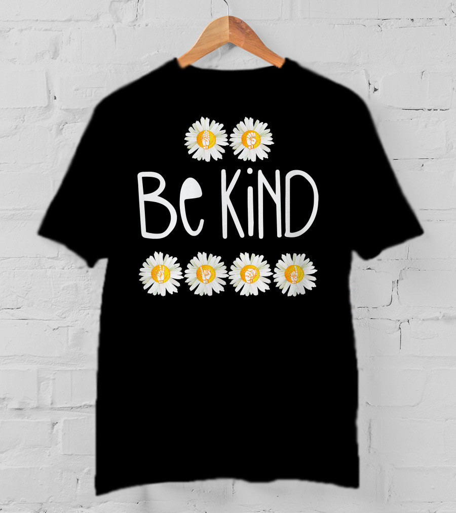 Be Kind Daisy Peace Symbol Cute Rainbow T-Shirt