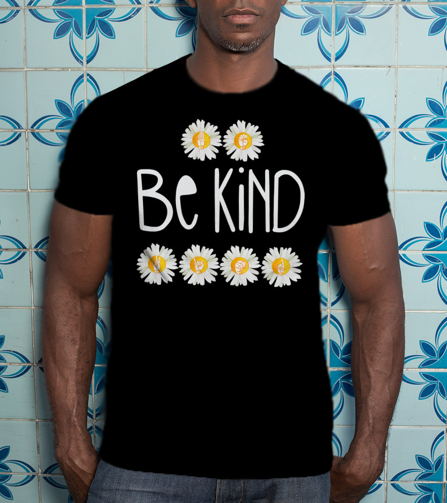 Be Kind Daisy Peace Symbol Cute Rainbow T-Shirt
