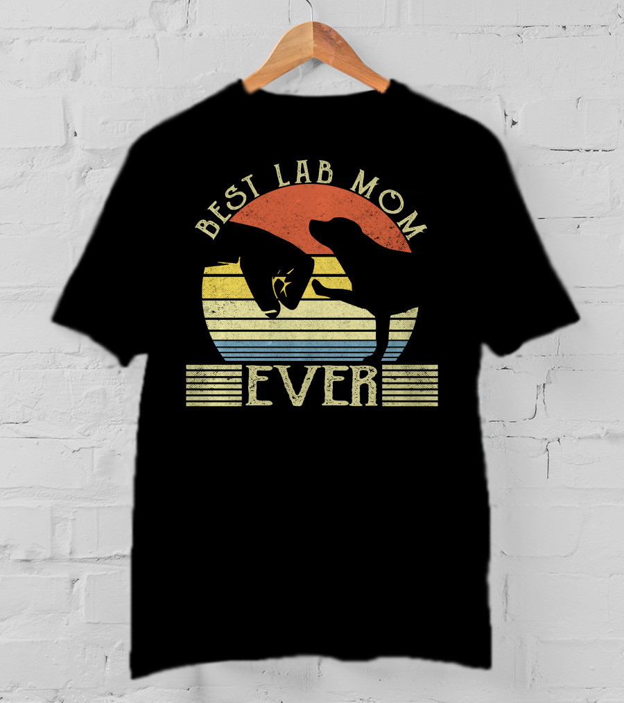 Best Lab Mom Ever Retro Labrador Retriever Sunset Stripe T-Shirt
