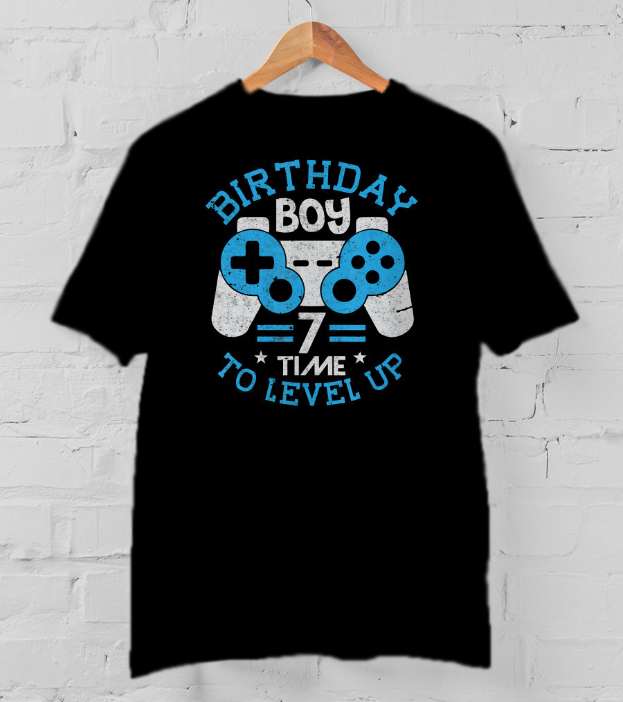 Birthday Boy 7 Time To Level Up Video Game Controller T-Shirt
