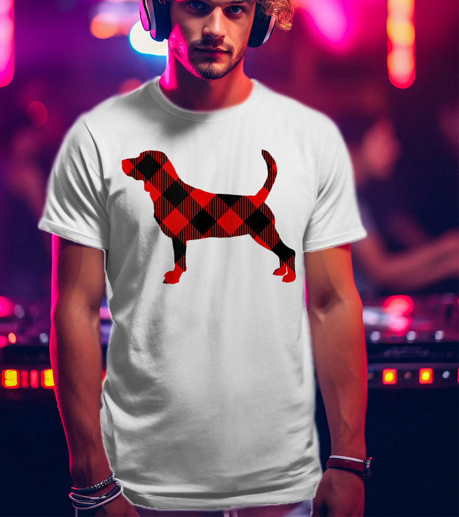 Black Red Plaid Labrador Dog Mom Paw T-Shirt
