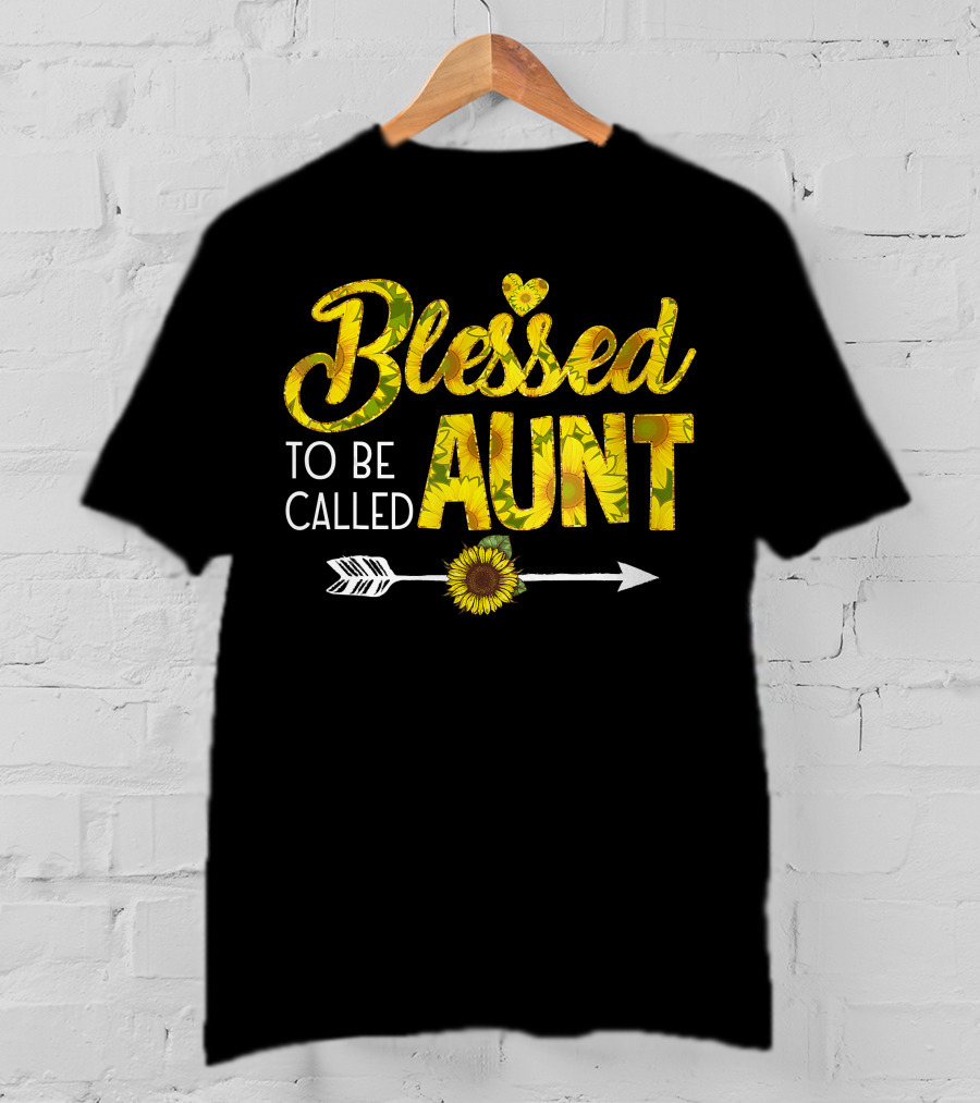 Blessed To Be Called Aunt Sunflower Arrow Heart T-Shirt
