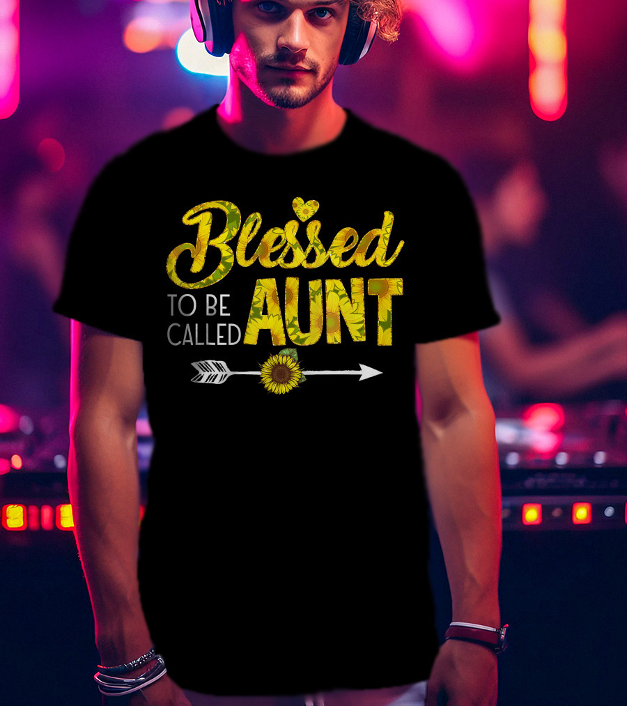 Blessed To Be Called Aunt Sunflower Arrow Heart T-Shirt