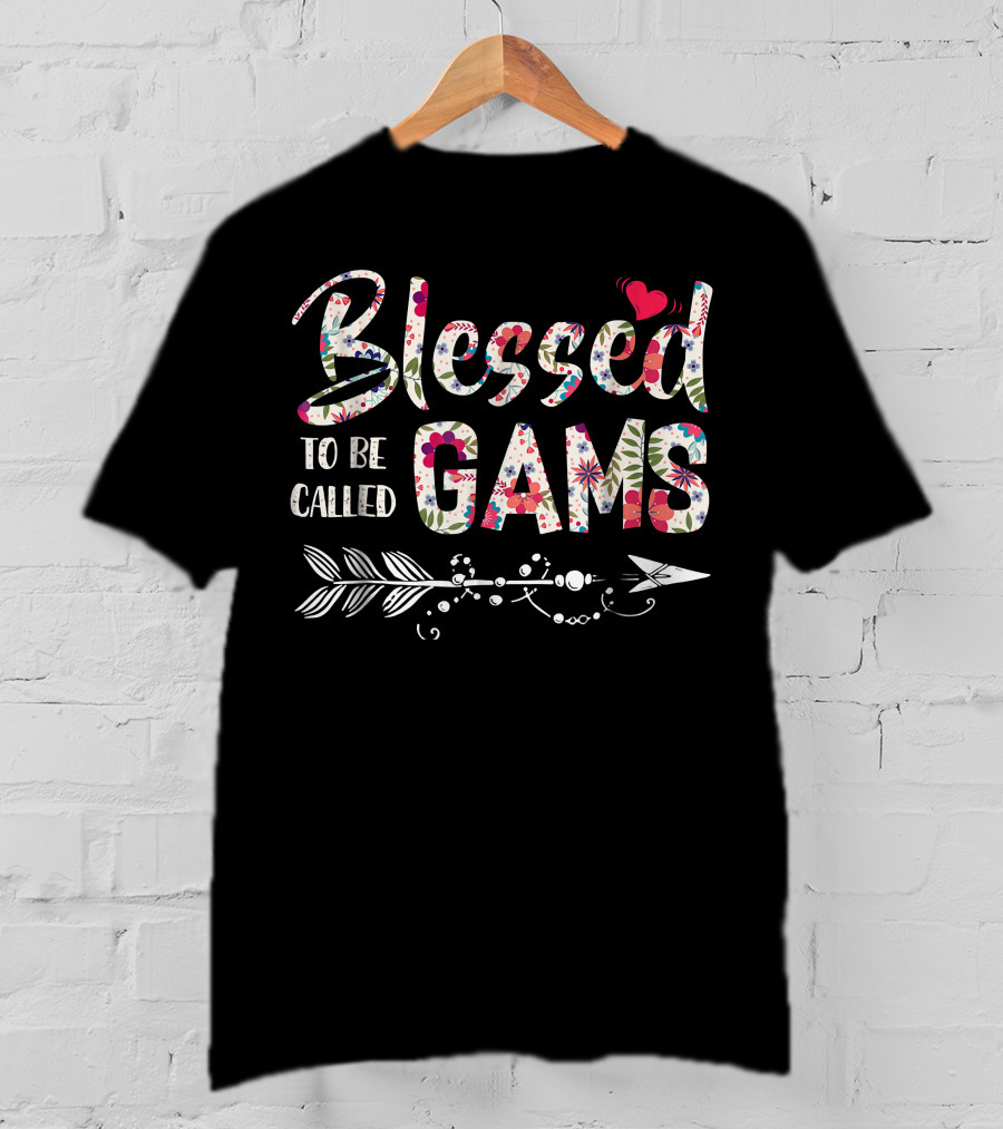 Blessed To Be Called Gams Floral Heart Arrow T-Shirt