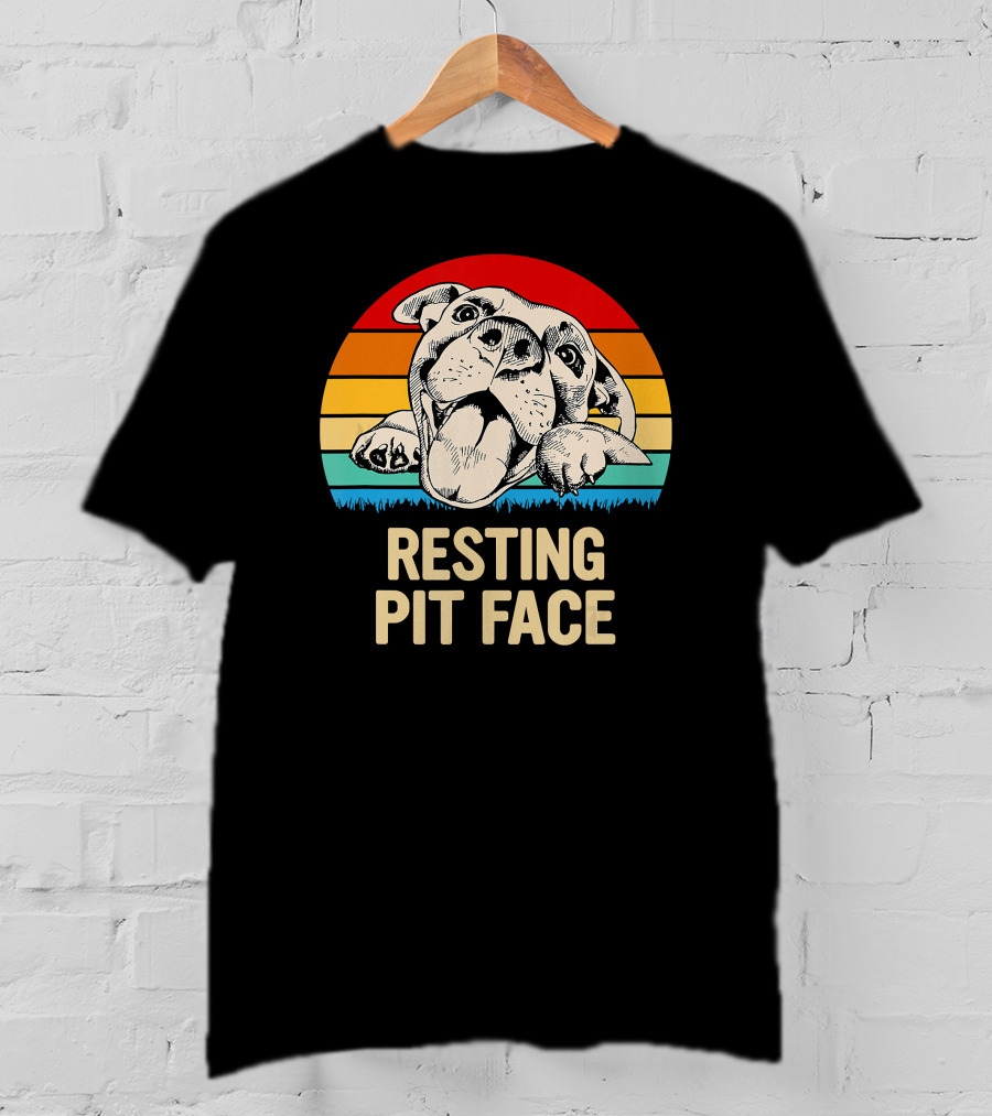 Resting Pit Face Bombshell Bullies Pit Bull Rescue Retro T-Shirt