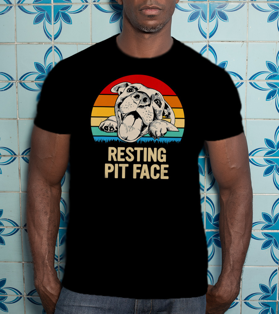 Resting Pit Face Bombshell Bullies Pit Bull Rescue Retro T-Shirt