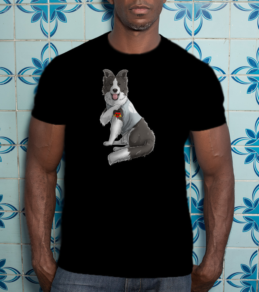 Border Collie Heart Tattoo I Love Mom Dog T-Shirt
