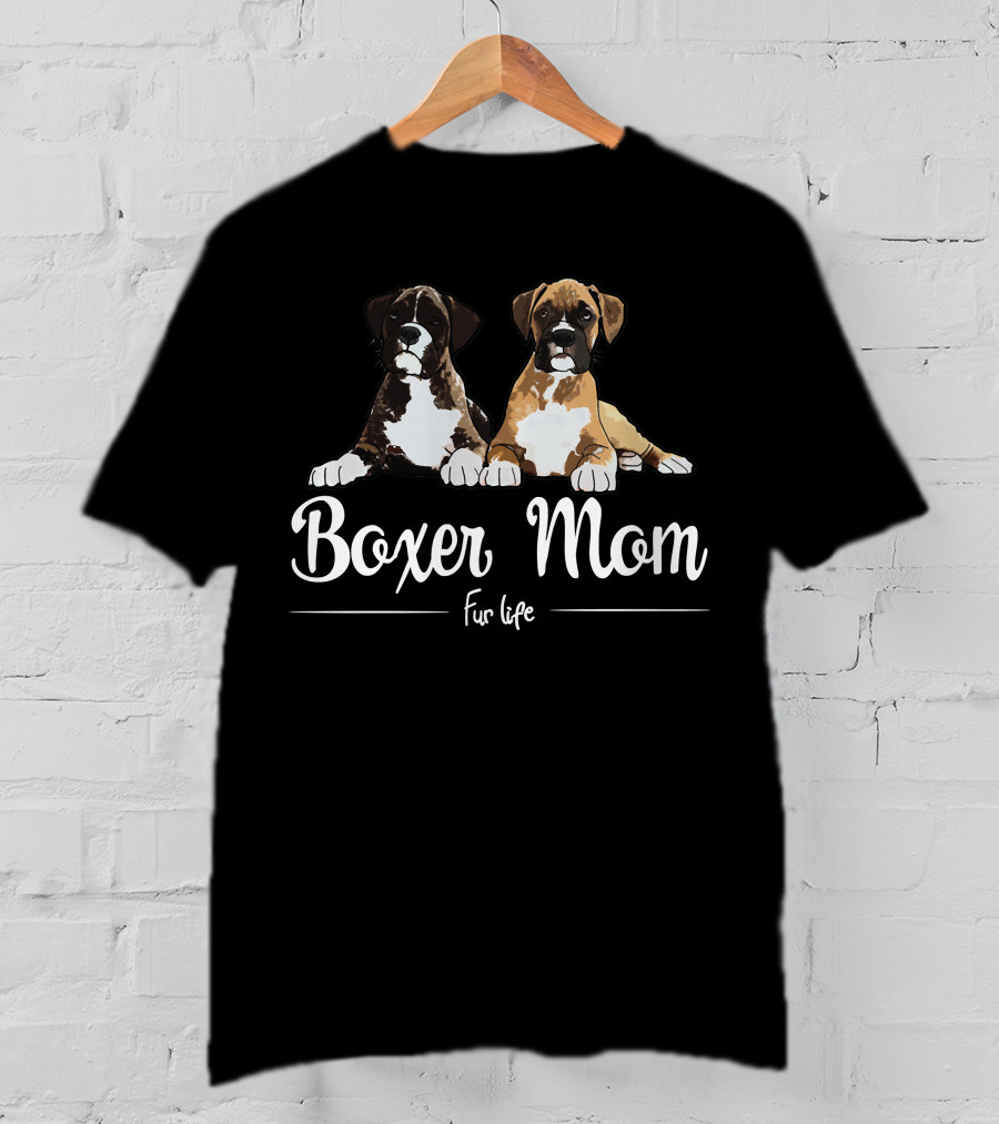 Boxer Mom Fur Life With Two Boxer Puppies T-Shirt
