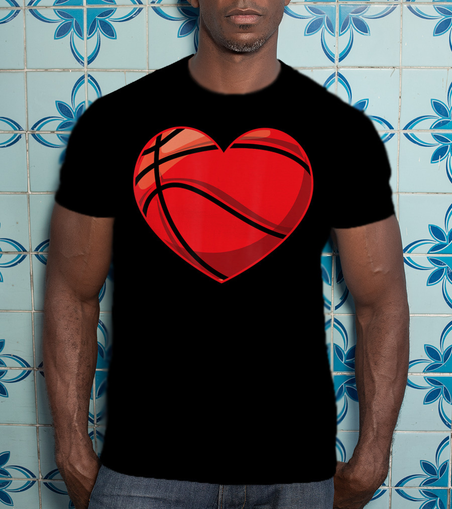 Valentines Day Boys Heart-Shaped Basketball T-Shirt