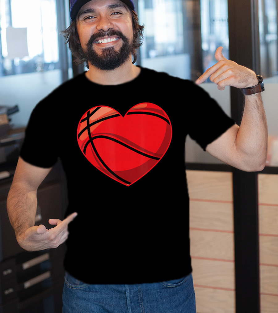 Valentines Day Boys Heart-Shaped Basketball T-Shirt