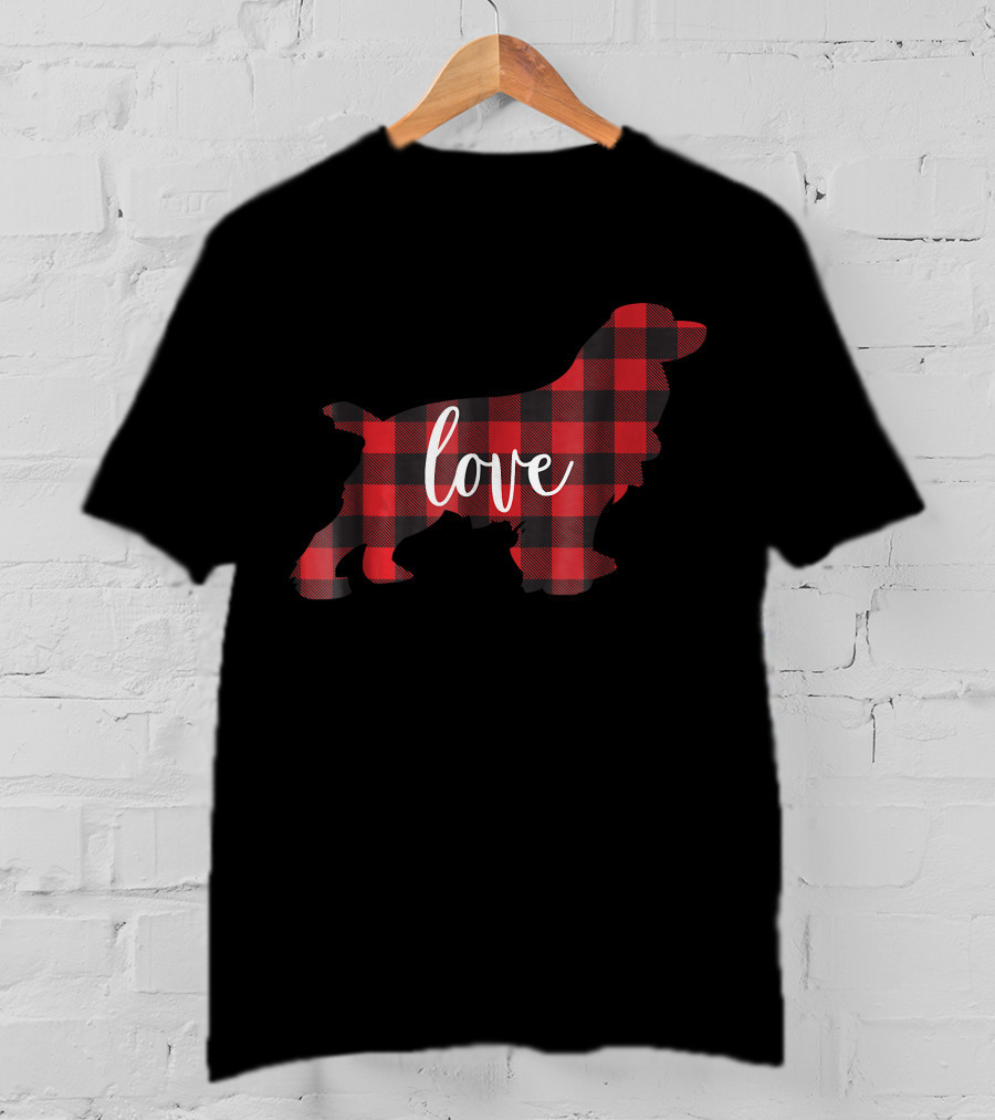 Love Buffalo Plaid Cocker Spaniel Mom T-Shirt