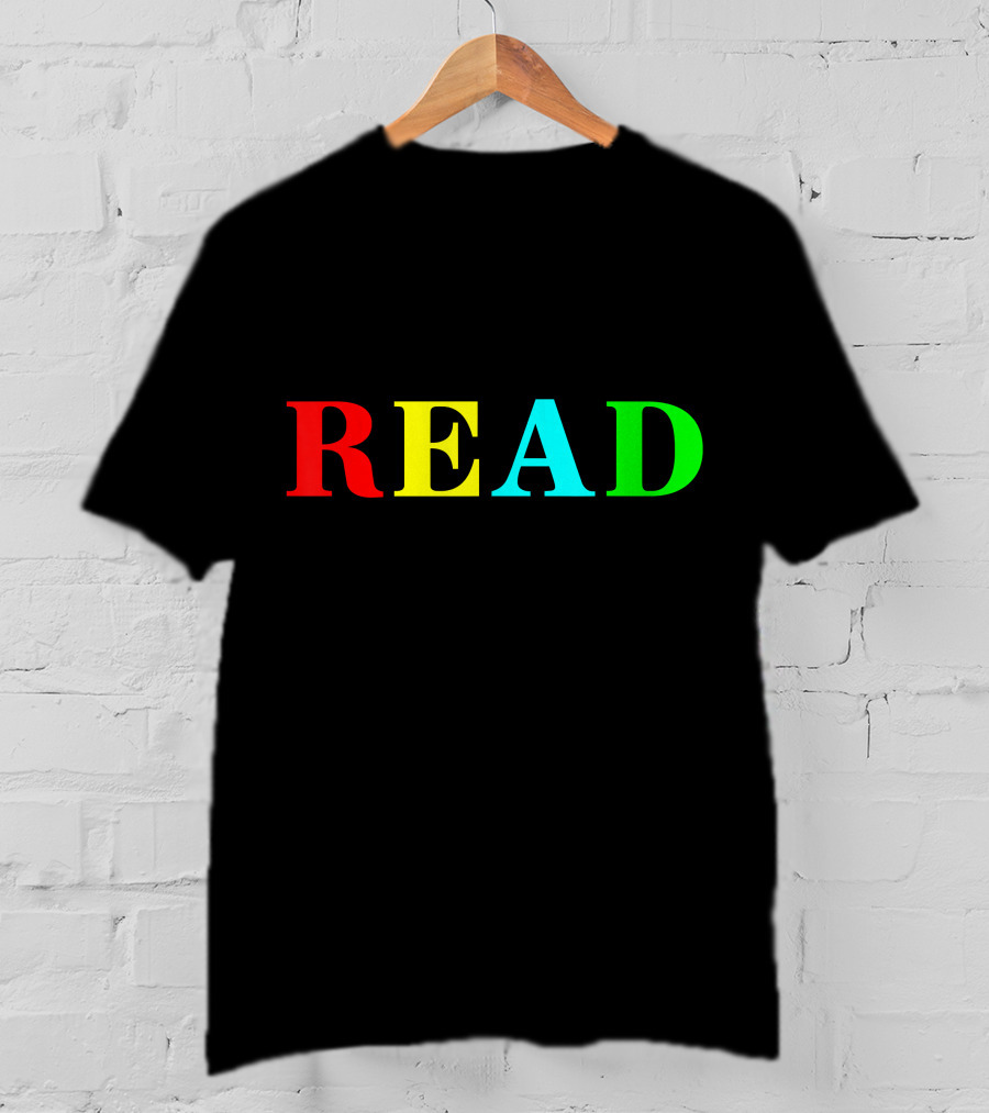 READ In Color Bold Letters Teacher Reading Book T-Shirt