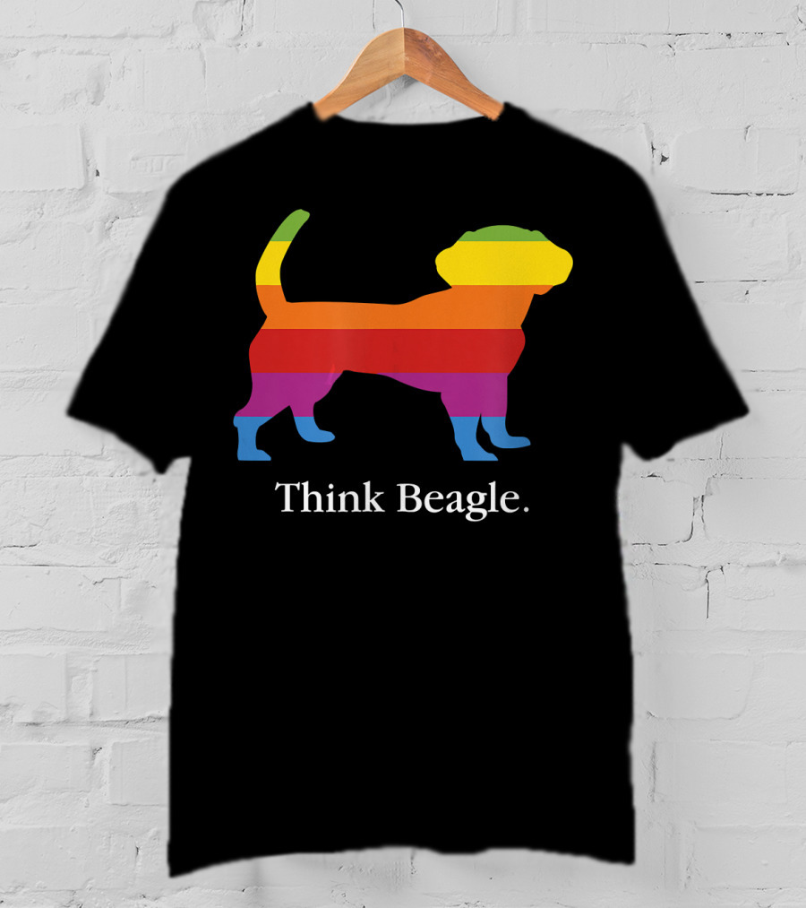 Think Beagle Rainbow Striped Dog T-Shirt