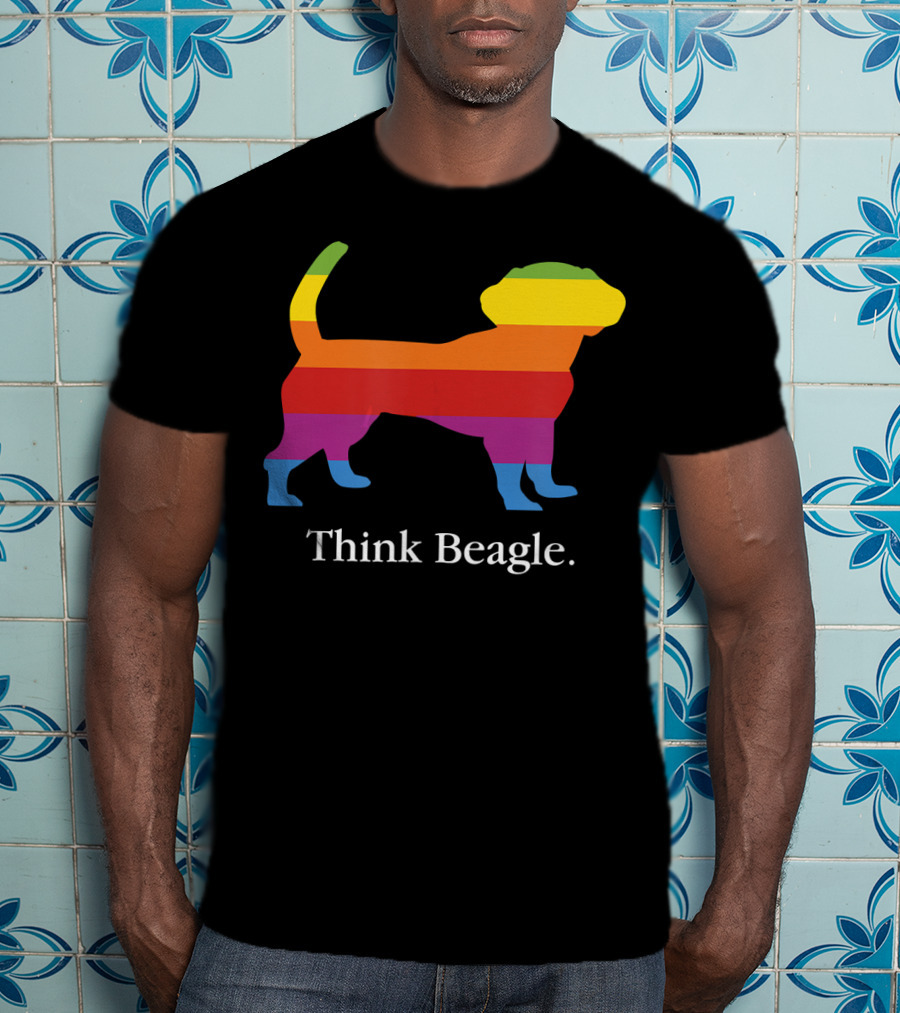 Think Beagle Rainbow Striped Dog T-Shirt