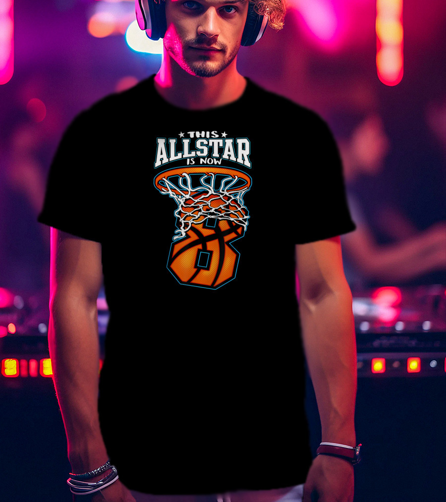 This All Star Is Now 8 Birthday Basketball Hoop T-Shirt