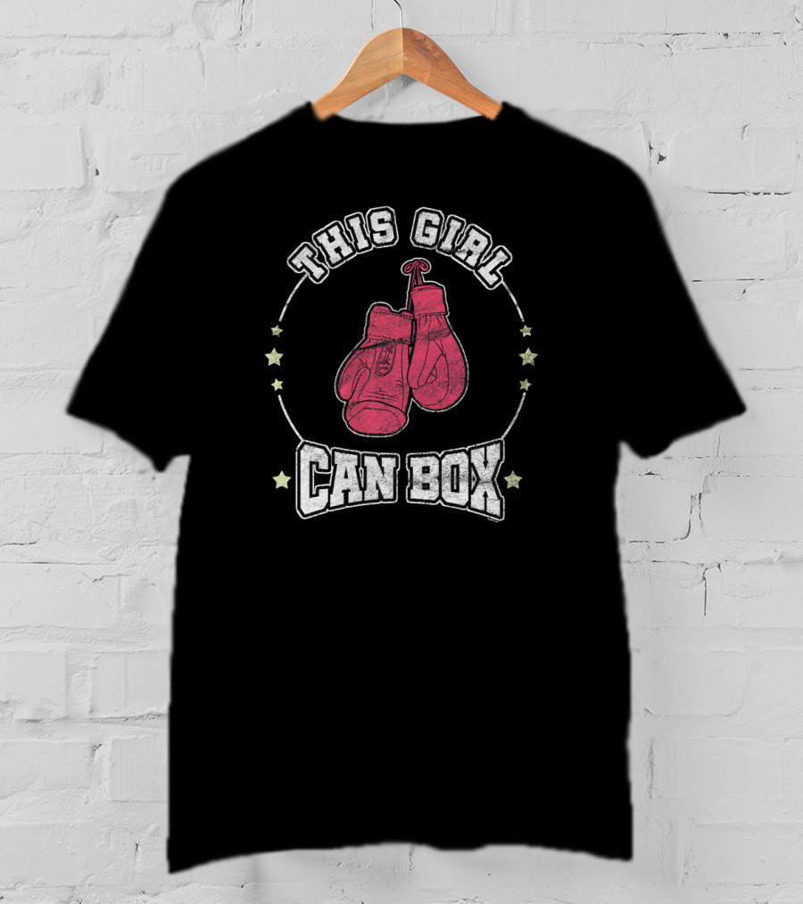 This Girl Can Box Cool Women Boxer Boxing Gloves Stars T-Shirt