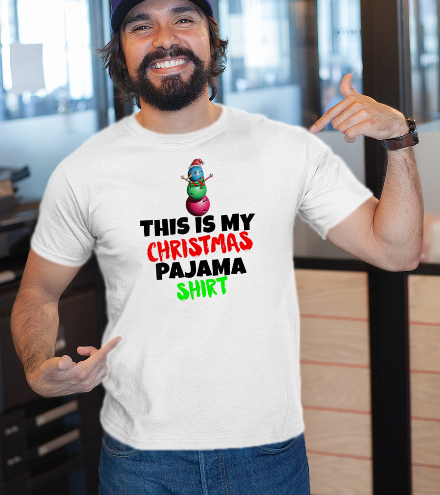 This Is My Christmas Pajama Shirt Santa Snowman T-Shirt