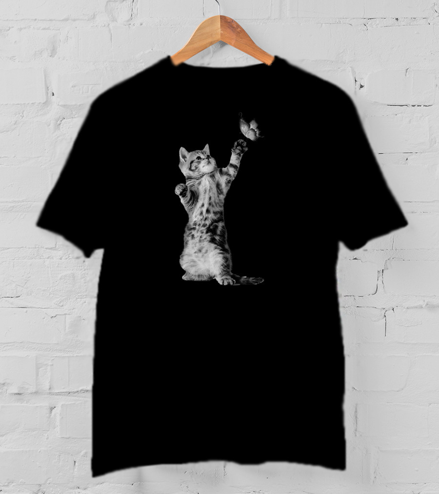 This Kitty Play Butterflies T-Shirt