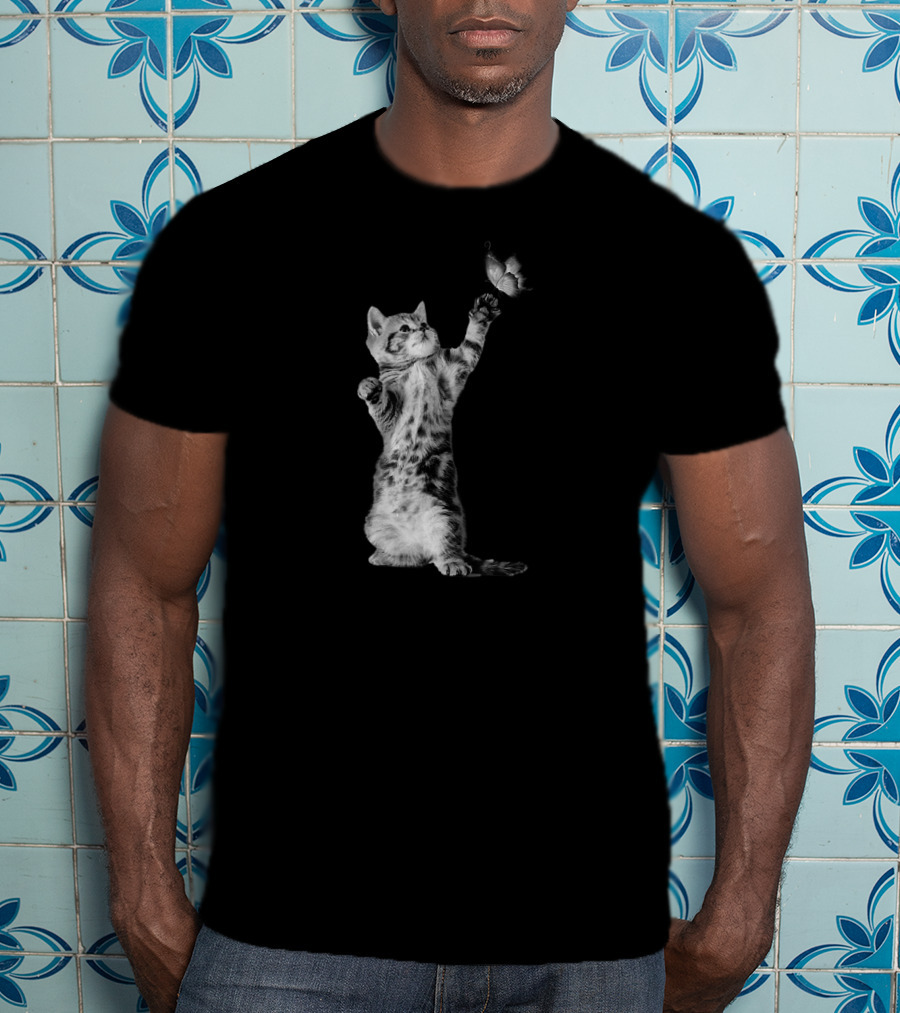This Kitty Play Butterflies T-Shirt