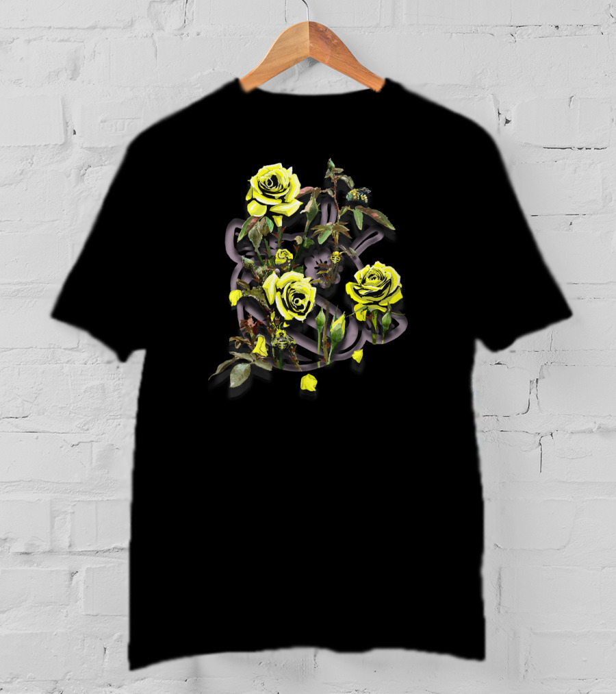 Thornbush Ft. Roses And Bees Yellow Blossom Branches T-Shirt
