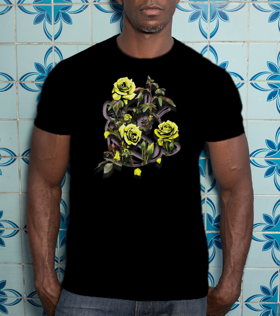 Thornbush Ft. Roses And Bees Yellow Blossom Branches T-Shirt