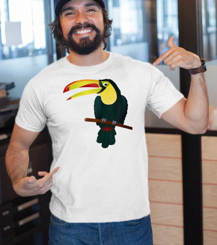 Toucan Bird Perched On Branch With Vibrant Beak T-Shirt