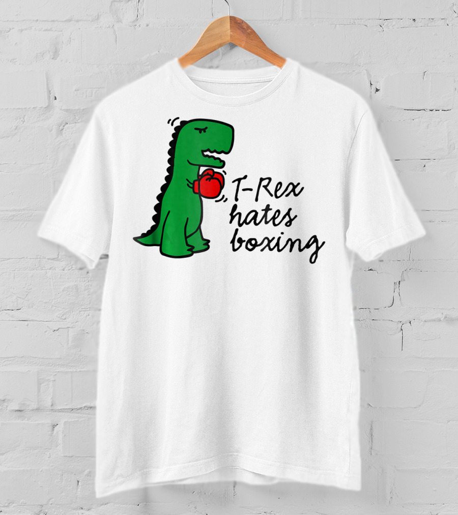 T Rex Hates Boxing Dinosaur With Red Boxing Glove T-Shirt
