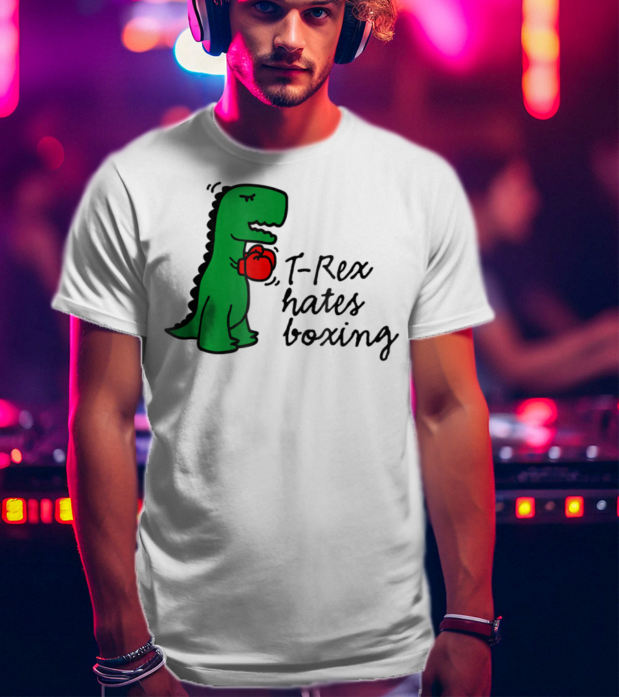 T Rex Hates Boxing Dinosaur With Red Boxing Glove T-Shirt