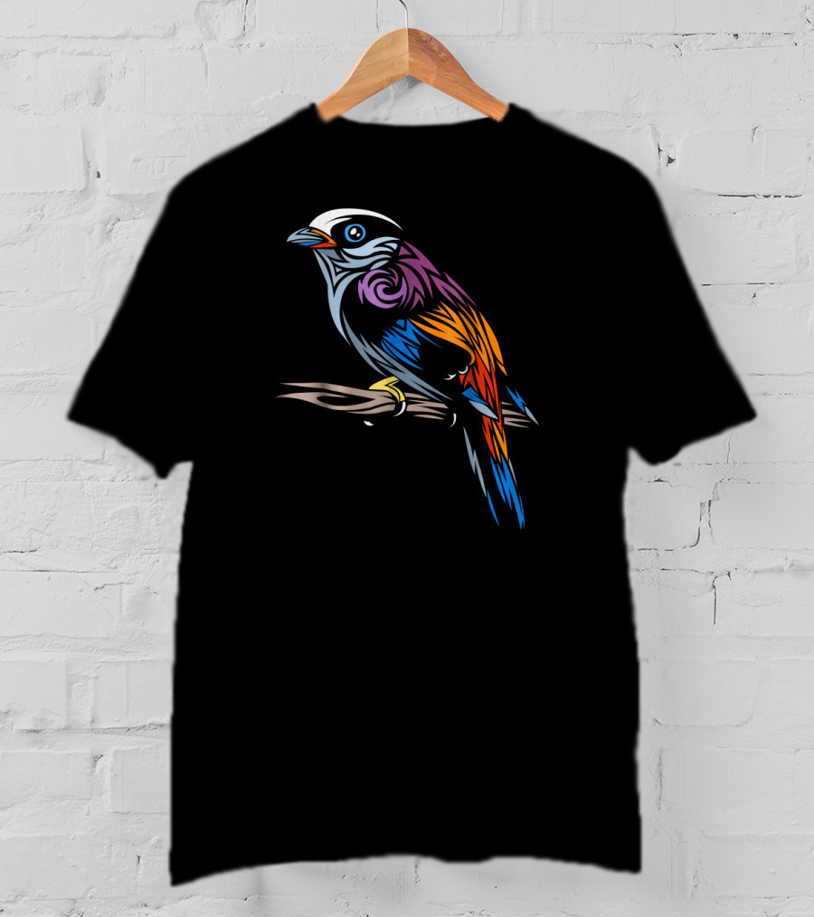 Colorful Tribal Sparrow Tropical Bird T-Shirt