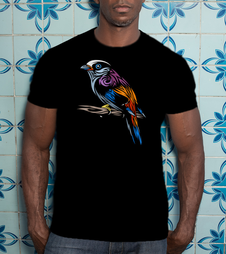 Colorful Tribal Sparrow Tropical Bird T-Shirt