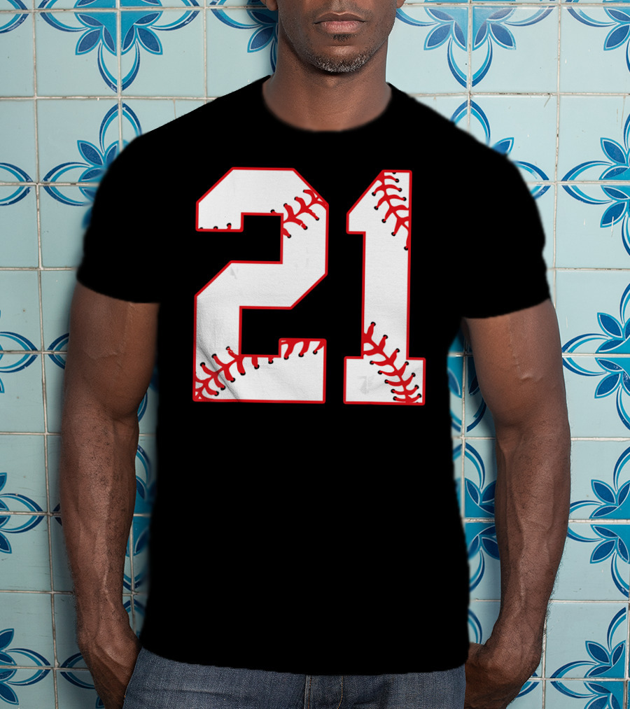 Twenty First Birthday Party 21th Baseball Number T-Shirt