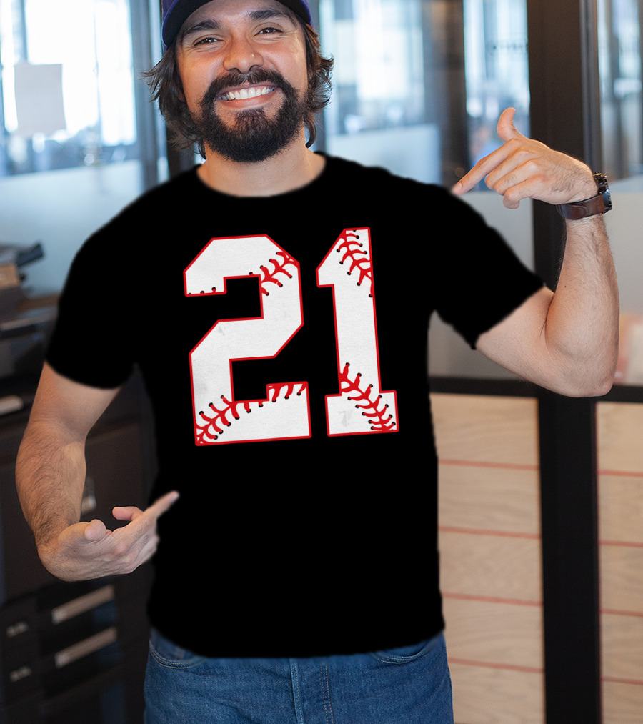 Twenty First Birthday Party 21th Baseball Number T-Shirt