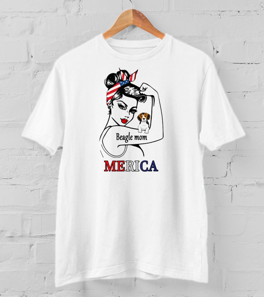 Unbreakable Beagle Mom Merica Bandana USA T-Shirt