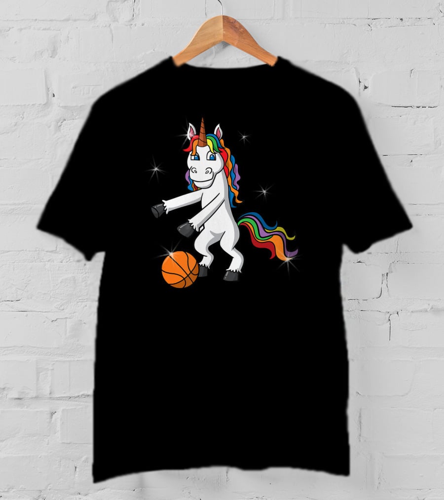 Unicorn Girls Women Floss Like Dancing Basketball T-Shirt