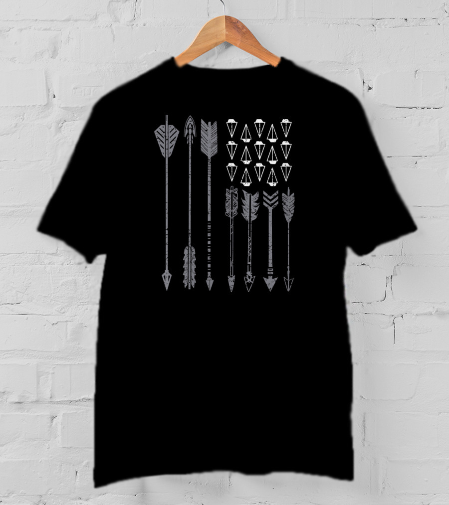 USA American Flag Archery Silver Arrows T-Shirt