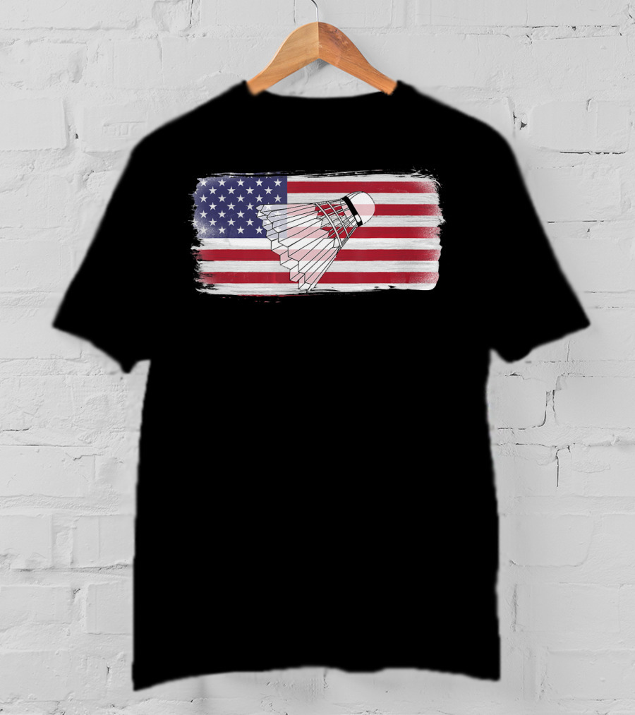 USA American Flag Badminton Shuttlecock Perfect Player T-Shirt