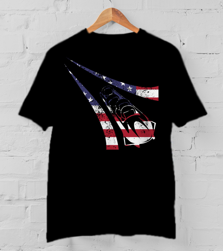 USA American Flag Bobsled Track T-Shirt