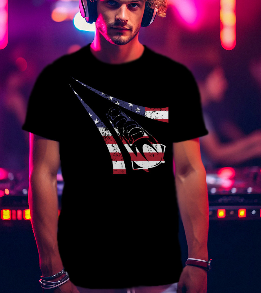 USA American Flag Bobsled Track T-Shirt