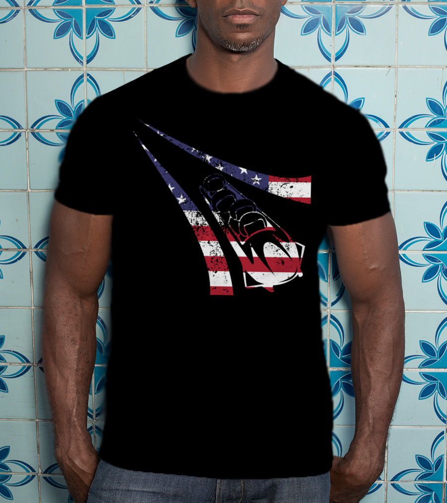 USA American Flag Bobsled Track T-Shirt