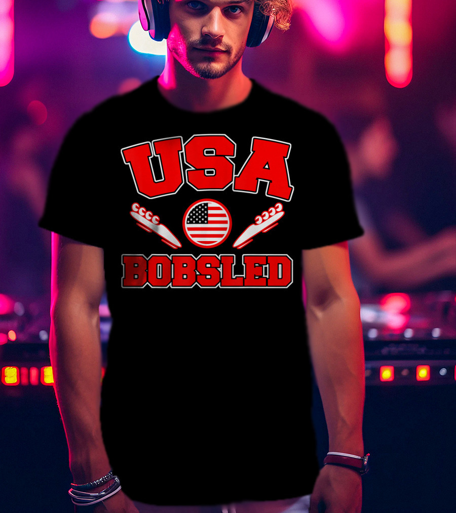 USA Bobsled American Flag Sleds T-Shirt