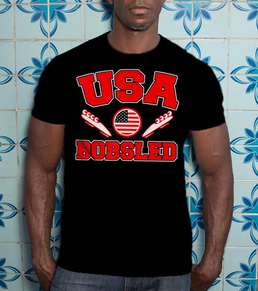 USA Bobsled American Flag Sleds T-Shirt