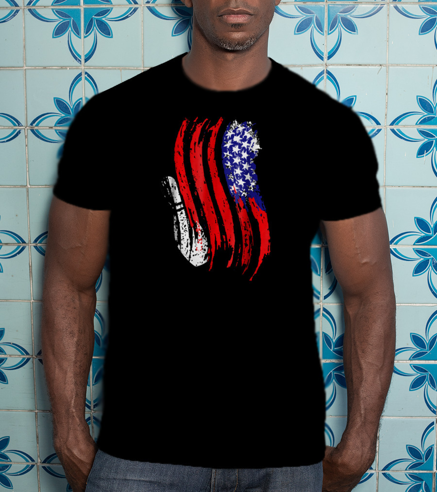 USA Bowling Flag Patriotic Tenpin Bowler T-Shirt