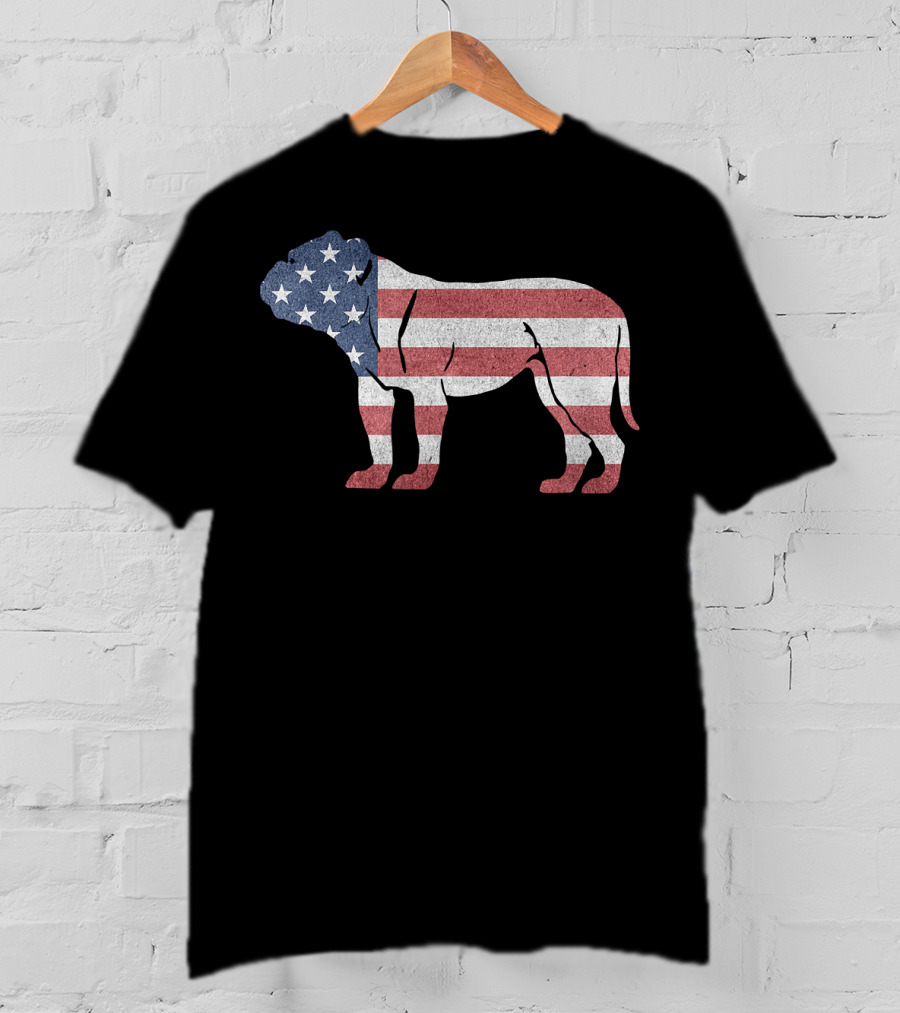 American Flag USA Bulldog Stylish Dog Animal T-Shirt